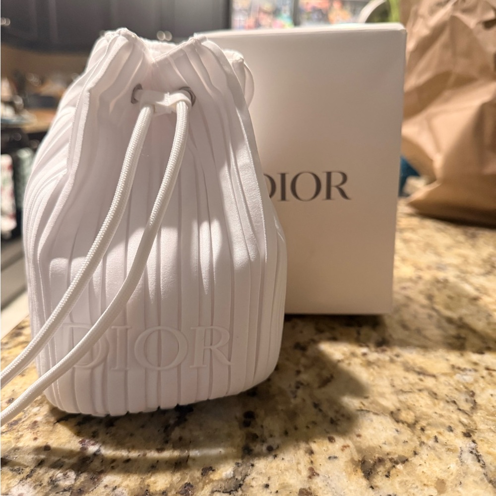 Dior GWP White Mini Pleated Bag